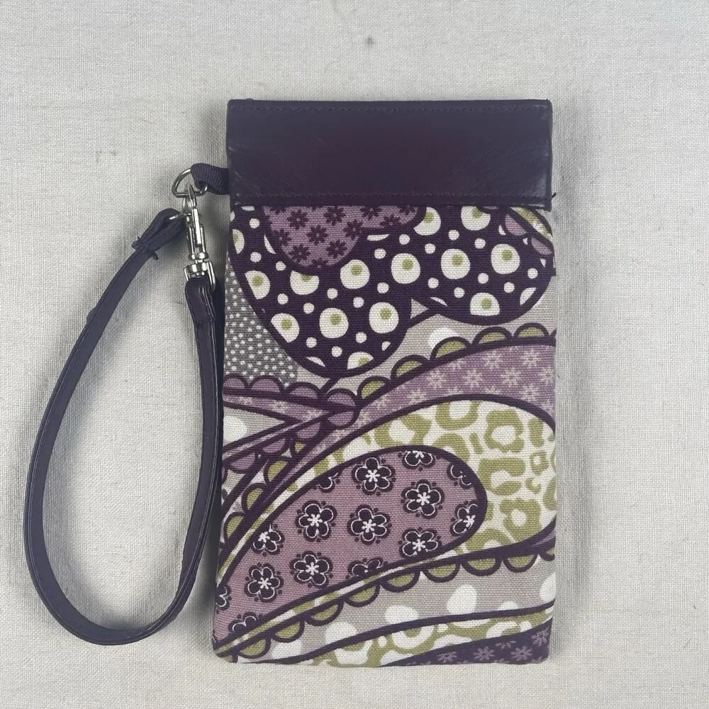 Thirty One Pinch Top Eyeglass Case Wristlet In Purple Patchwork Paisley